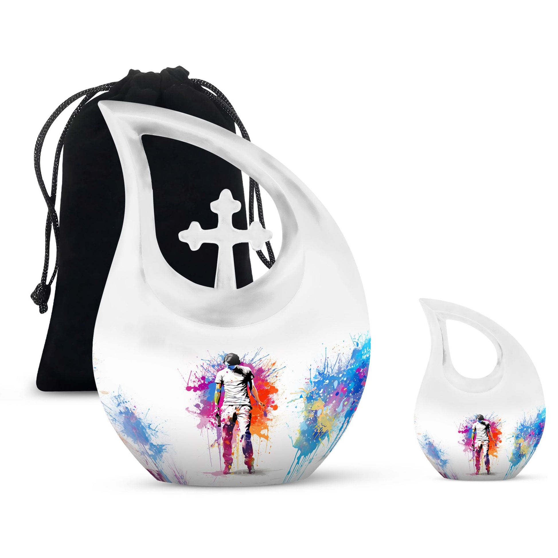Teardrop Shape Tennis Urn Large Urn With 1 Keepsake Urn