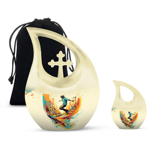 Teardrop Shape Sport Urn Large Urn With 1 Keepsake Urn