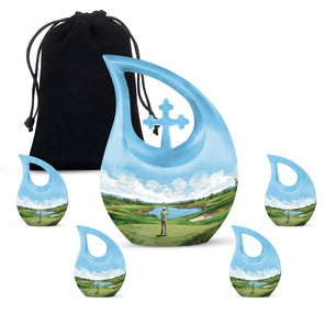 Teardrop Shape Golf Urn Large Urn With 4 Keepsake Urn