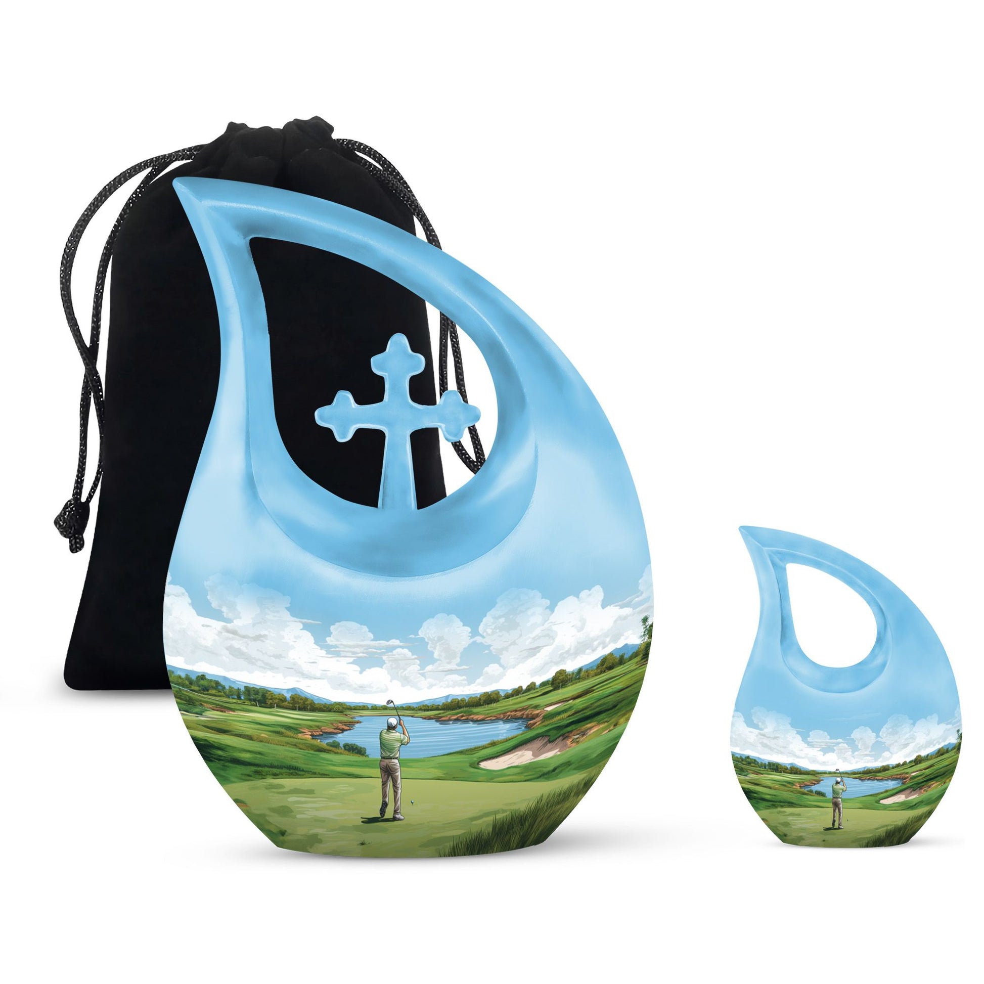 Teardrop Shape Golf Urn Large Urn With 1 Keepsake Urn
