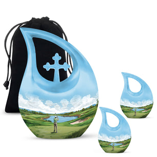 Teardrop Shape Golf Urn Large Urn With 2 Keepsake Urn