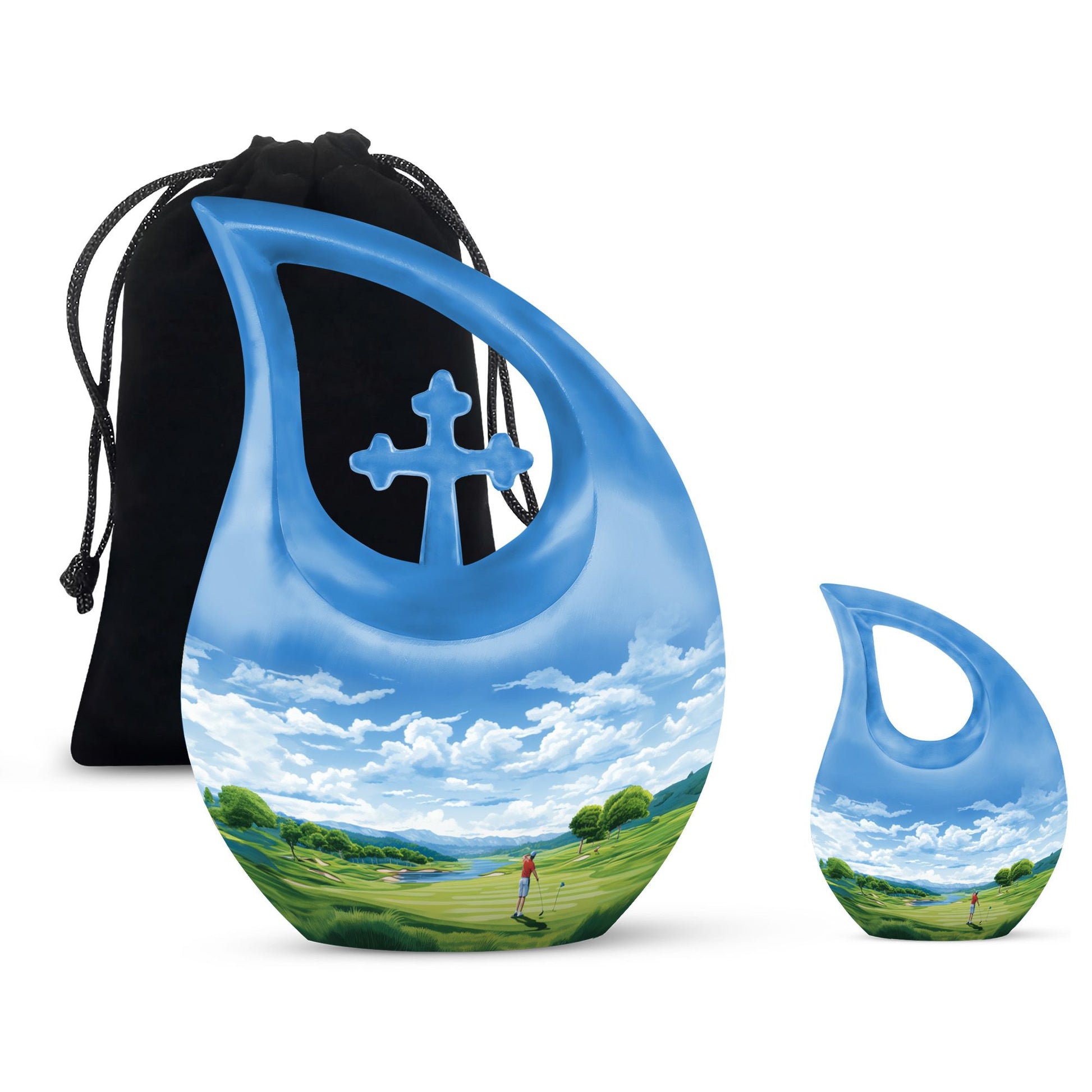 Teardrop Shape Golf Urn Large Urn With 1 Keepsake Urn