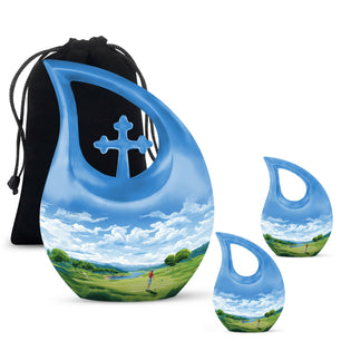 Teardrop Shape Golf Urn Large Urn With 2 Keepsake Urn