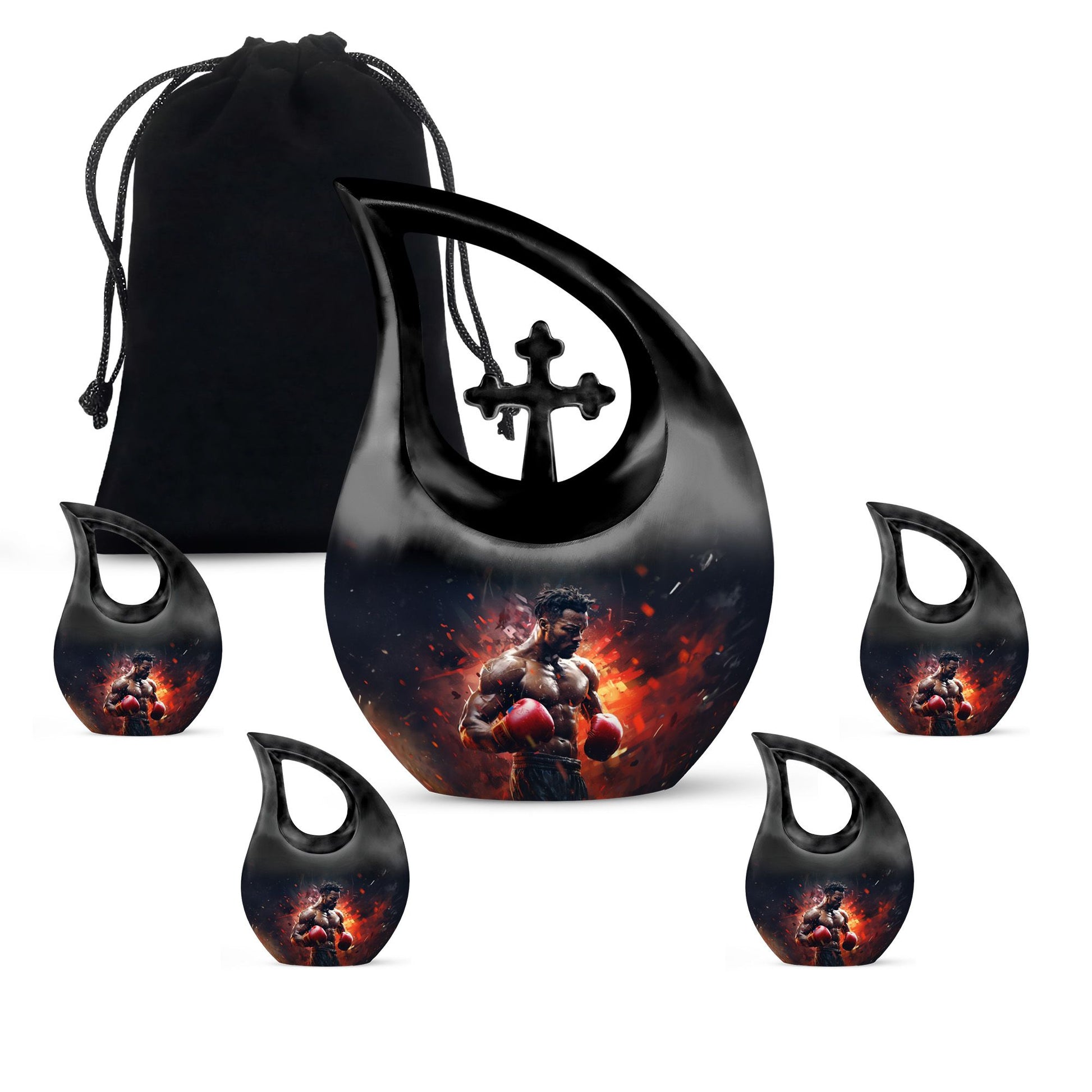 Teardrop Shape Boxing Urn Large Urn With 4 Keepsake Urn