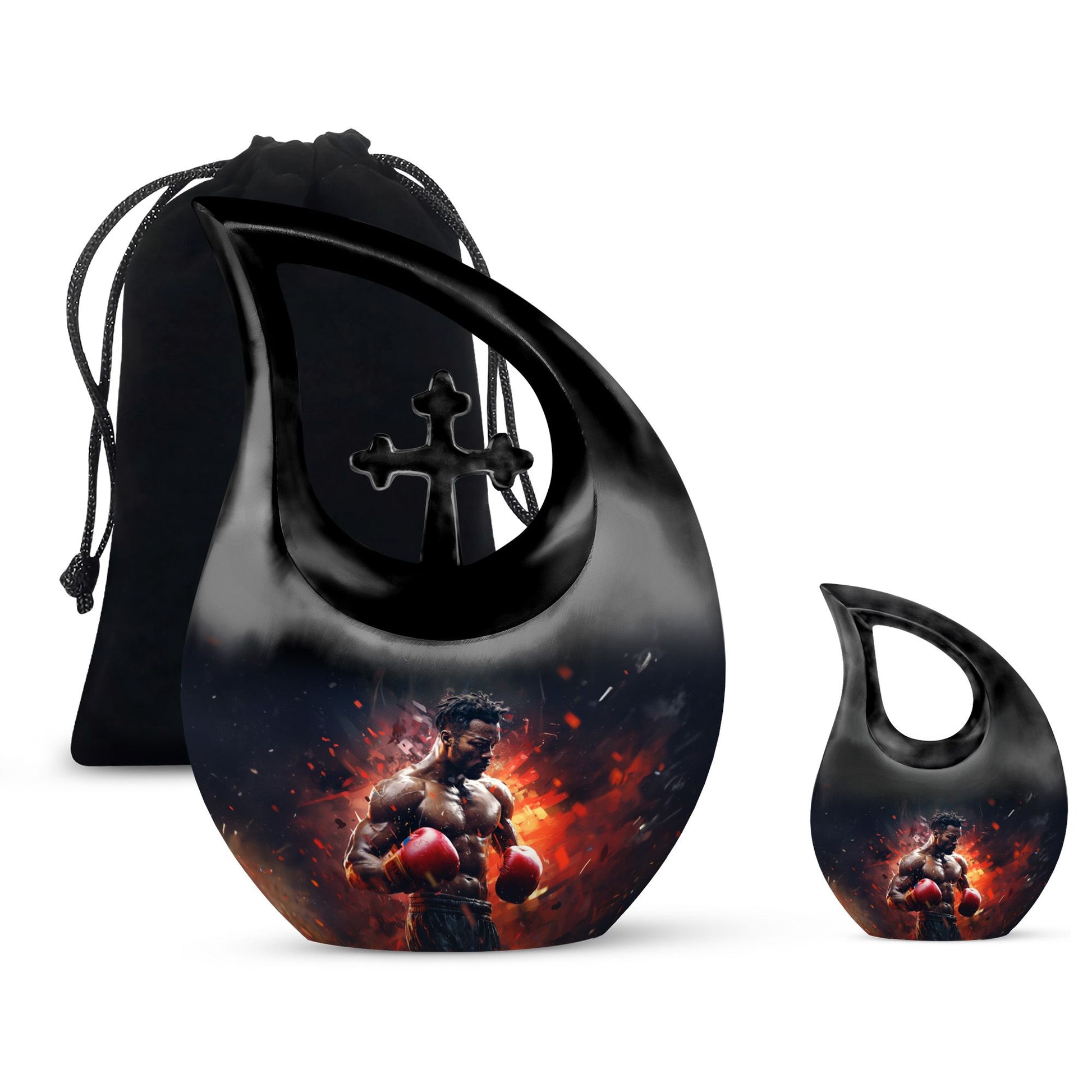 Teardrop Shape Boxing Urn Large Urn With 1 Keepsake Urn