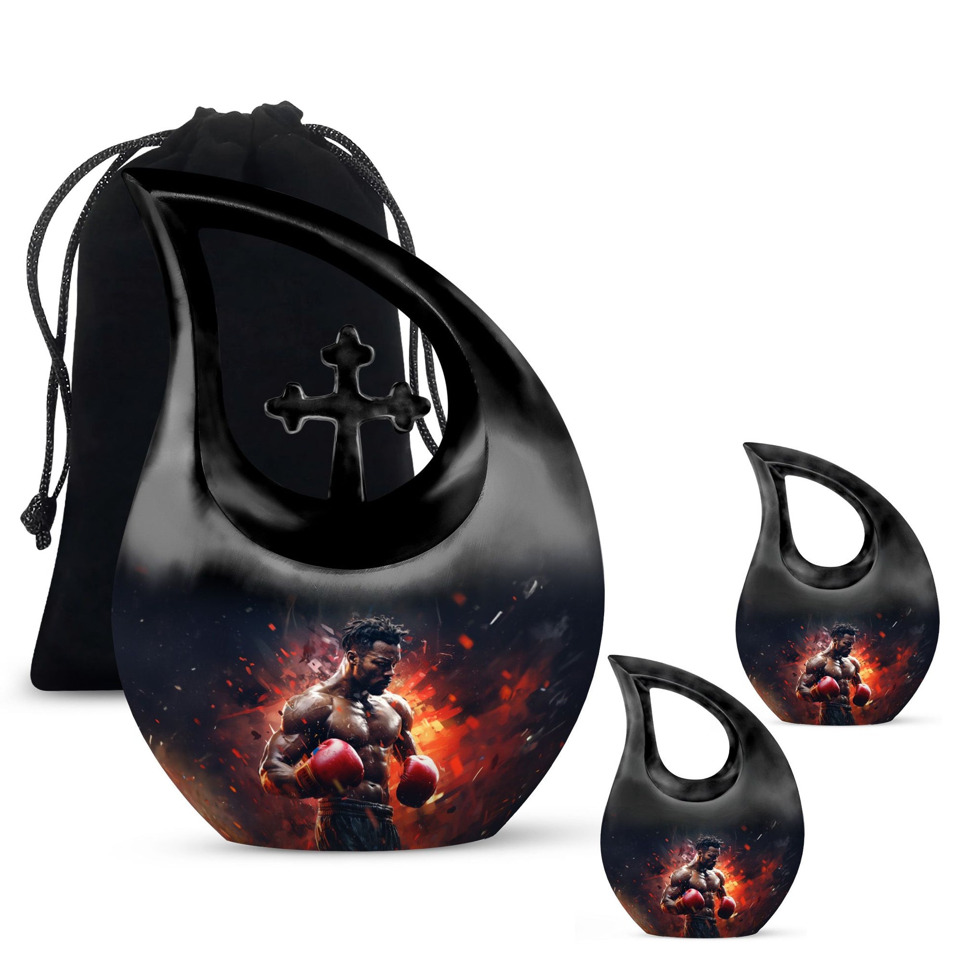 Teardrop Shape Boxing Urn Large Urn With 2 Keepsake Urn