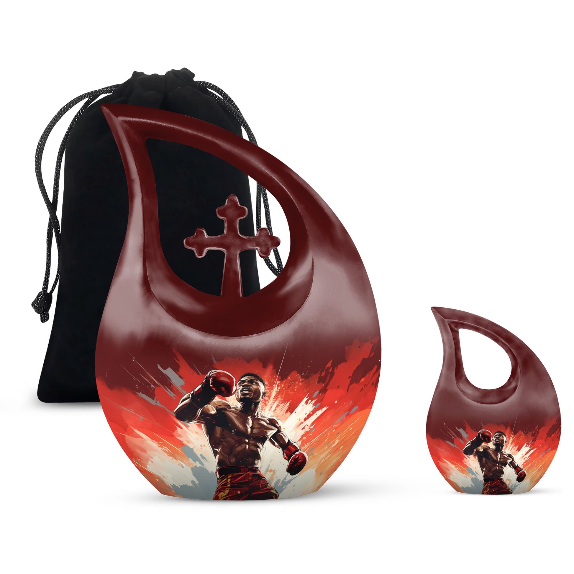 Teardrop Shape Boxing Urn Large Urn With 1 Keepsake Urn