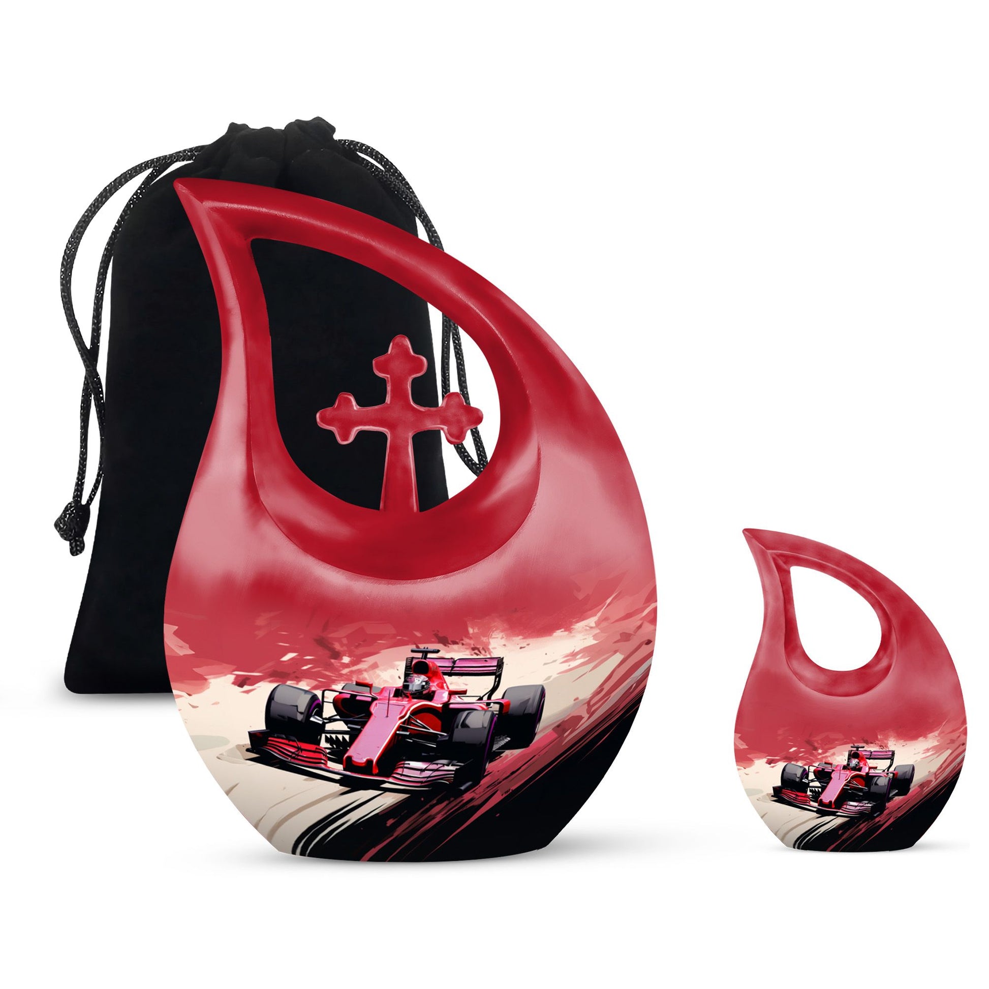 Teardrop Shape Car Urn Large Urn With 1 Keepsake Urn
