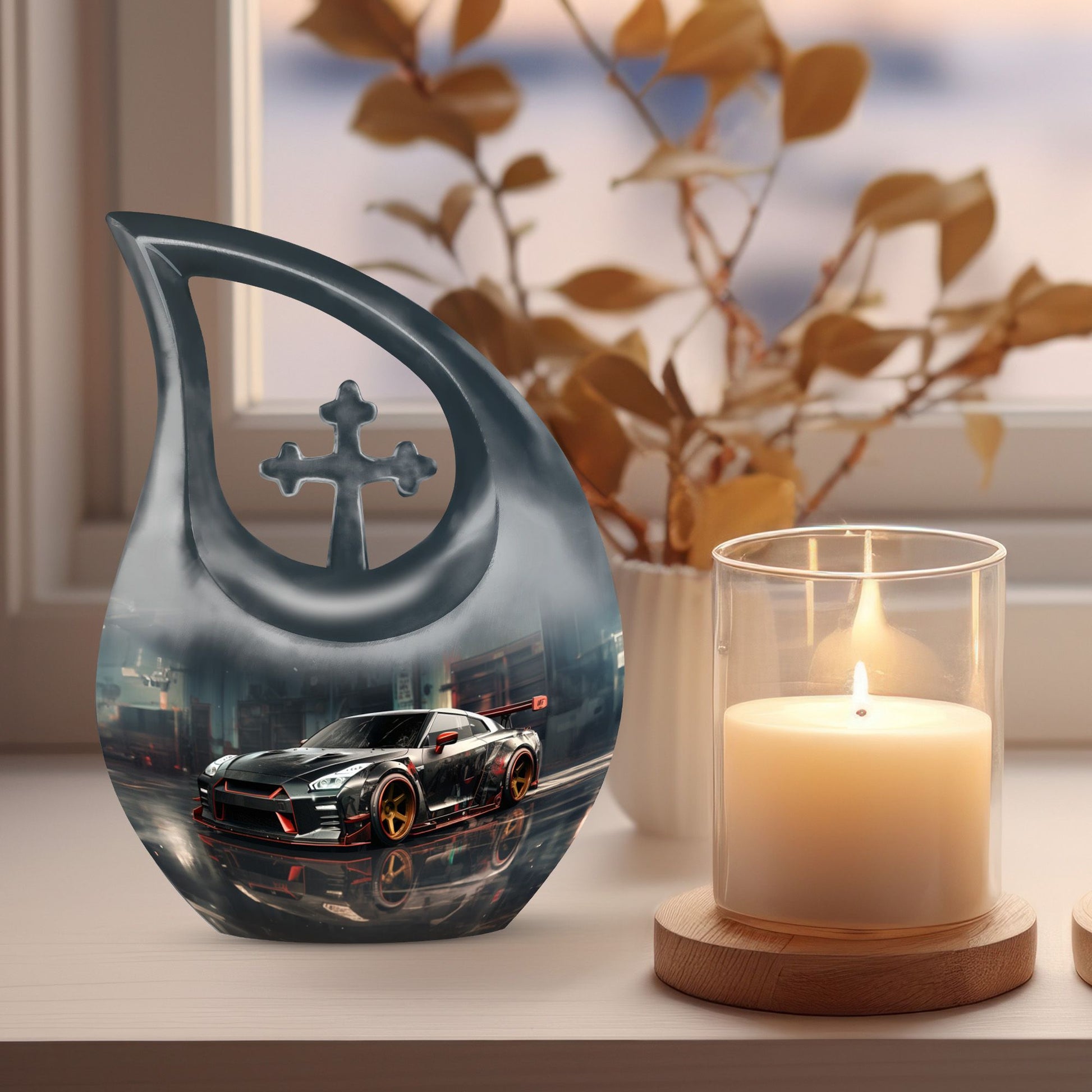 Teardrop Shape Car Urn Large Urn With 1 Keepsake Urn