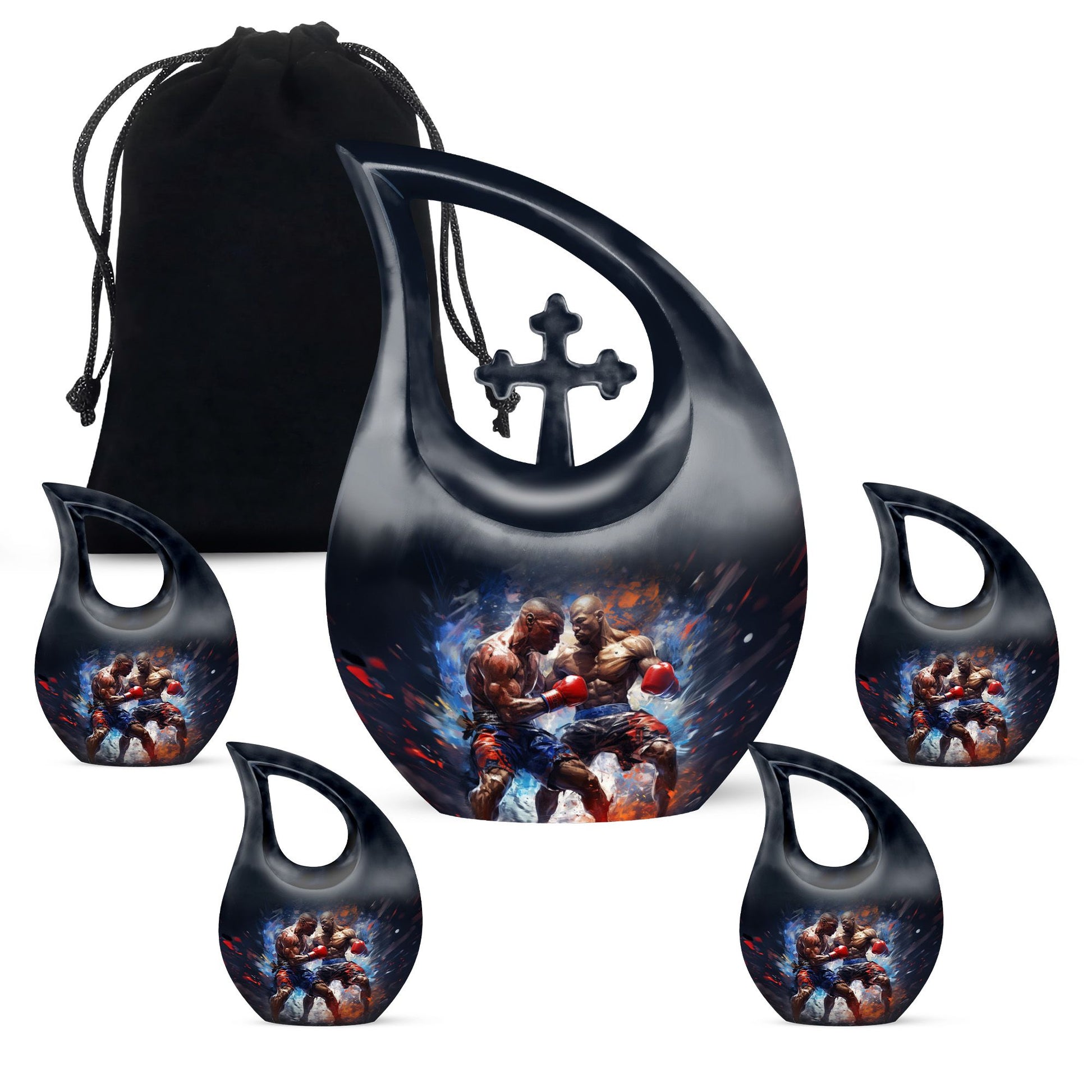 Teardrop Shape Boxing Urn Large Urn With 4 Keepsake Urn