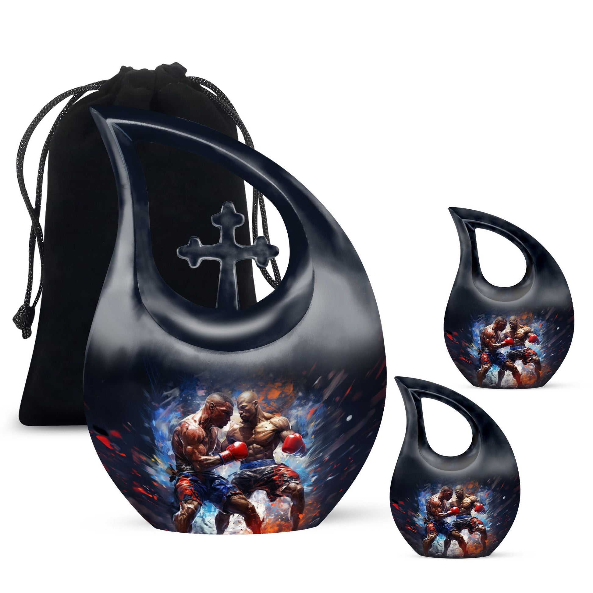 Teardrop Shape Boxing Urn Large Urn With 2 Keepsake Urn