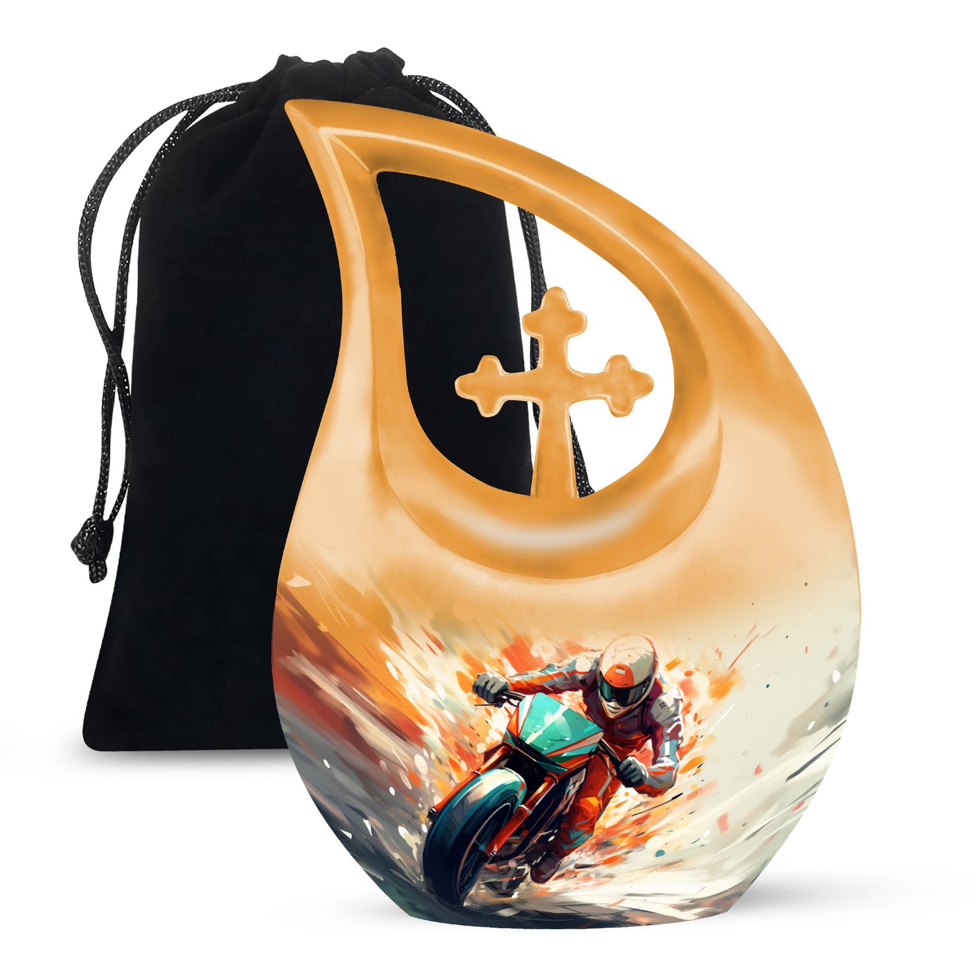 Teardrop Shape Bike Urn Large Urn With 4 Keepsake Urn