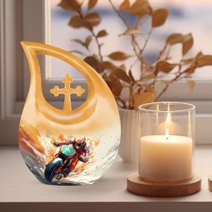 Teardrop Shape Bike Urn Large Urn With 1 Keepsake Urn