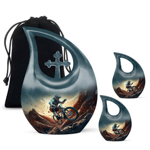 Teardrop Shape Bike Urn Large Urn With 2 Keepsake Urn