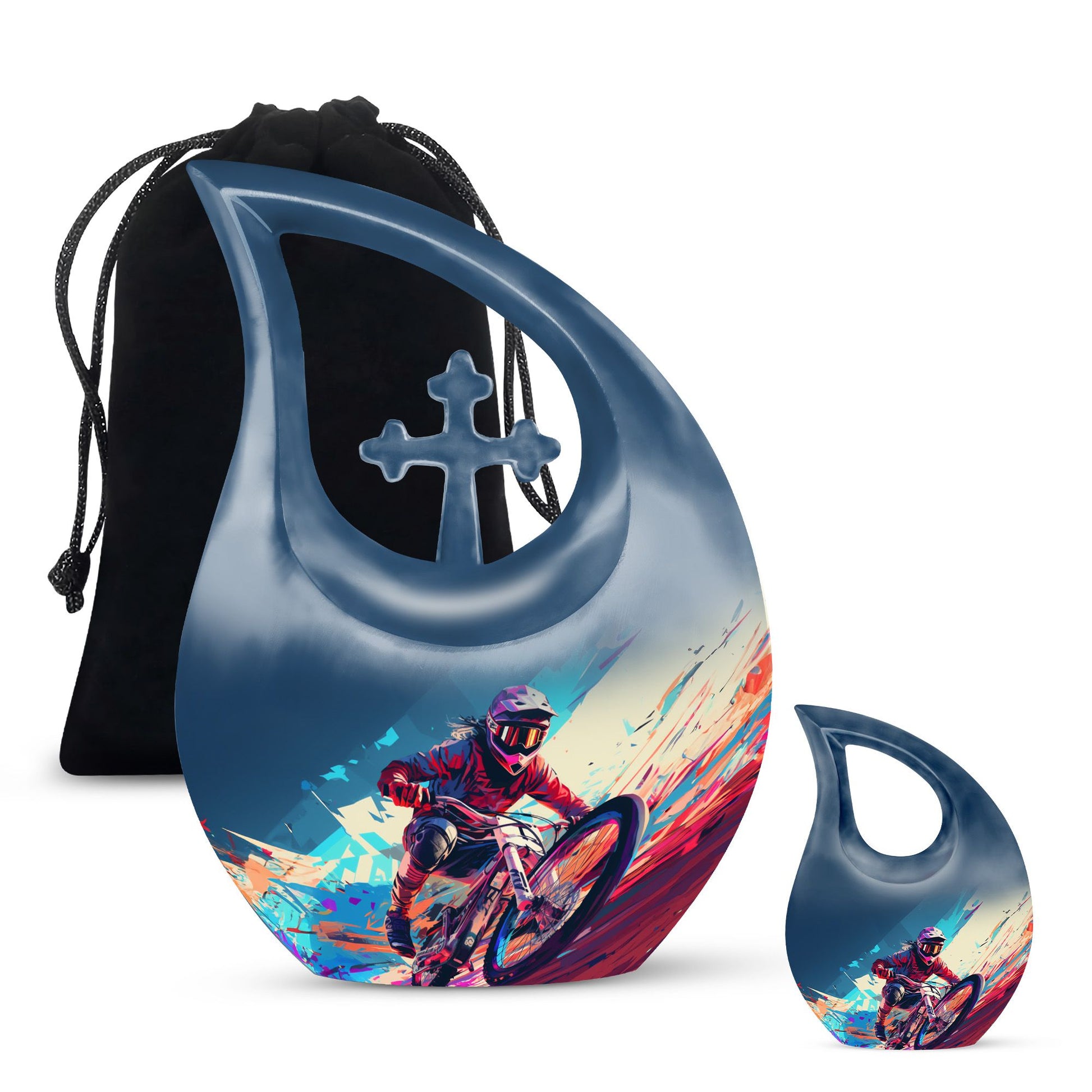 Teardrop Shape Bike Urn Large Urn With 1 Keepsake Urn