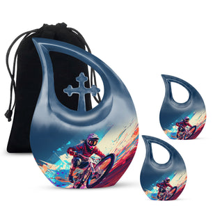 Teardrop Shape Bike Urn Large Urn With 2 Keepsake Urn
