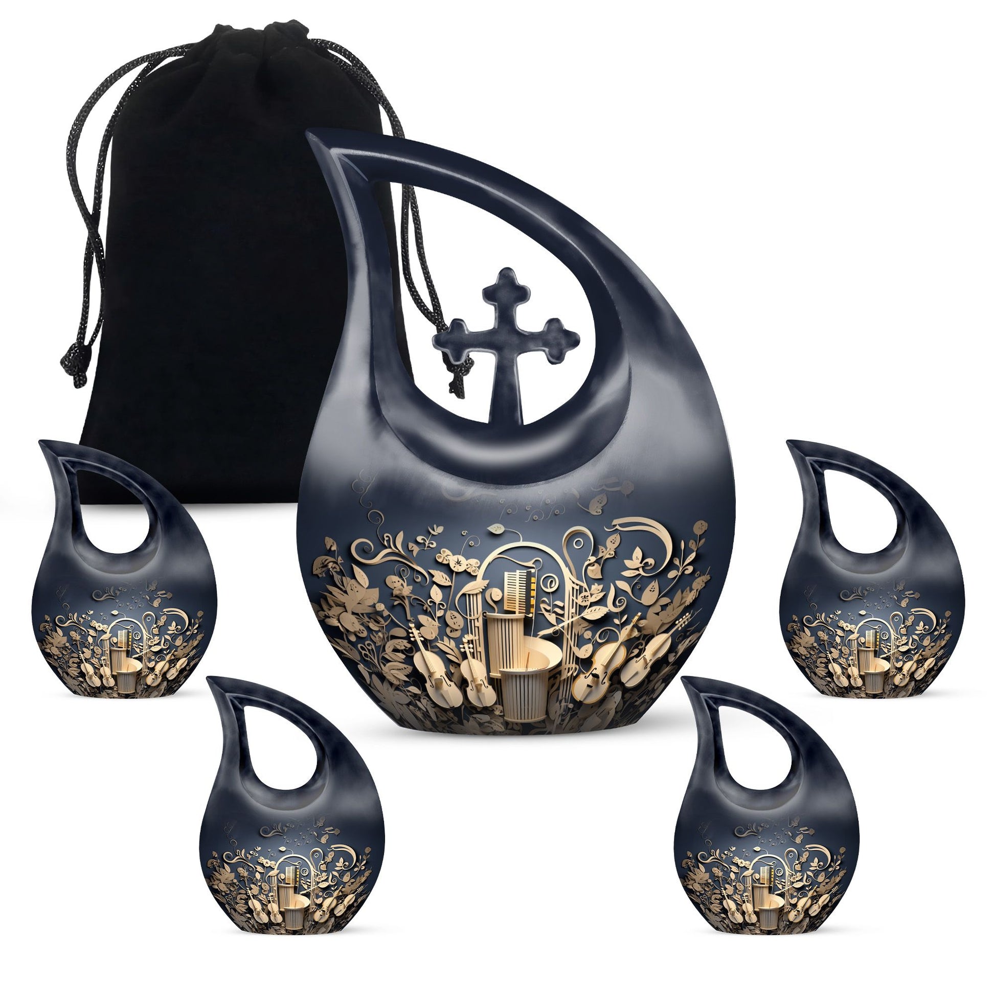 Teardrop Shape Music Urn Large Urn With 4 Keepsake Urn