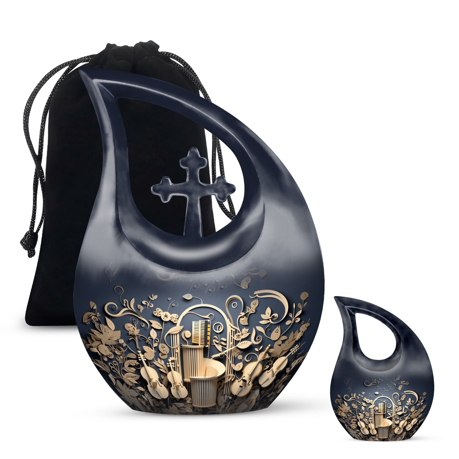 Teardrop Shape Music Urn Large Urn With 1 Keepsake Urn