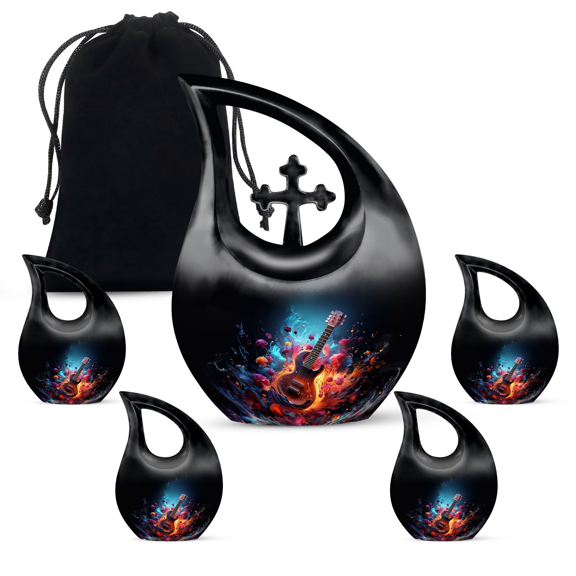 Teardrop Shaped  Large Urn With 4 Keepsake