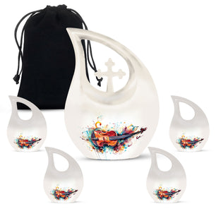 Teardrop Shape Music Urn Large Urn With 4 Keepsake Urn