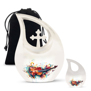 Teardrop Shape Music Urn Large Urn With 1 Keepsake Urn