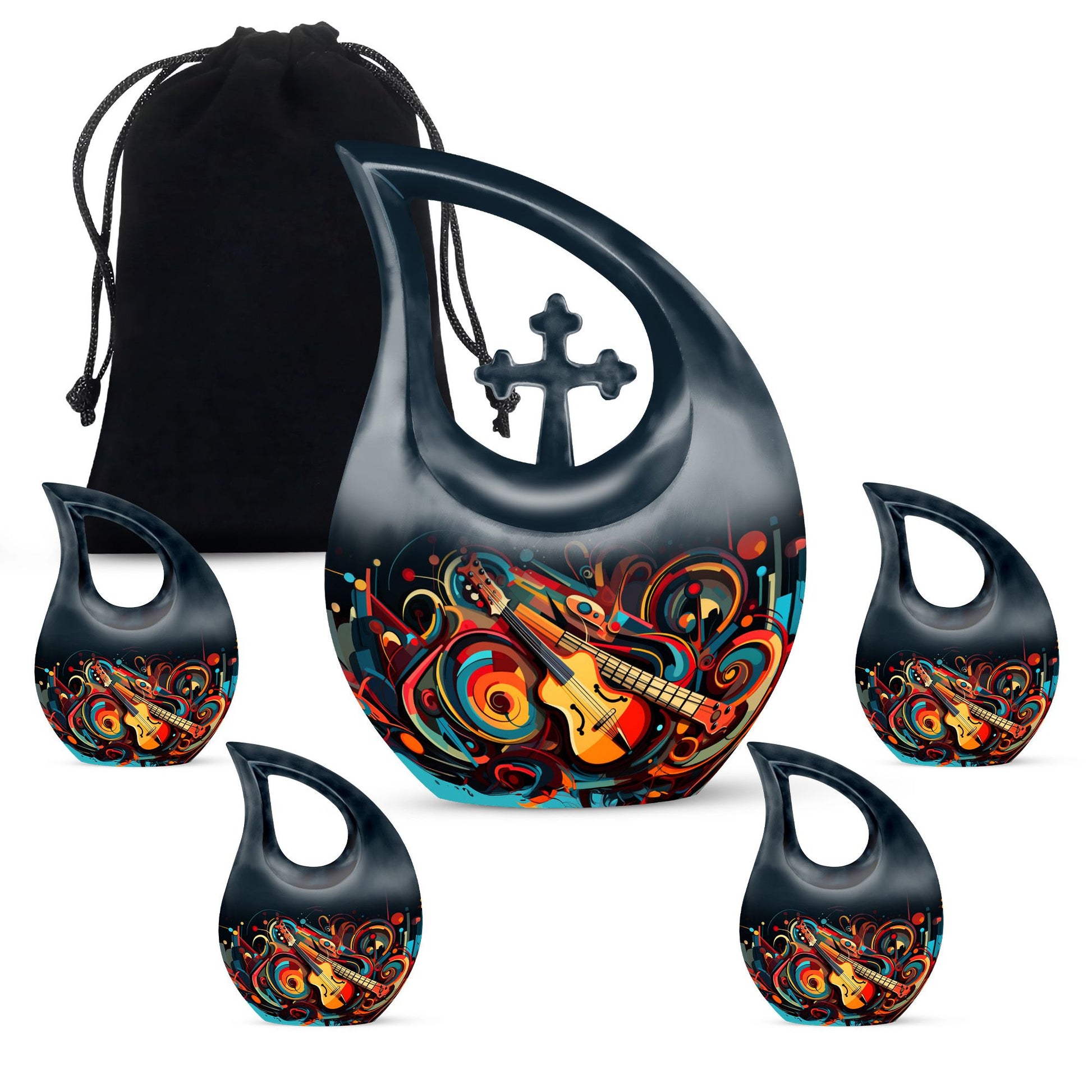Teardrop Shape Music Urn Large Urn With 4 Keepsake Urn
