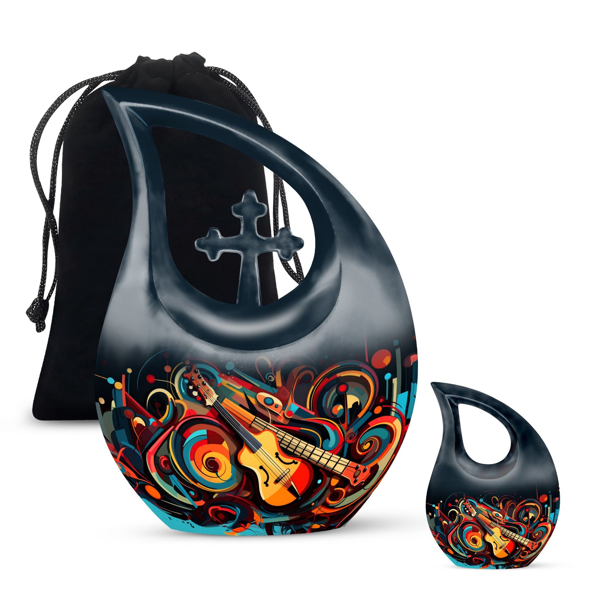 Teardrop Shape Music Urn Large Urn With 1 Keepsake Urn
