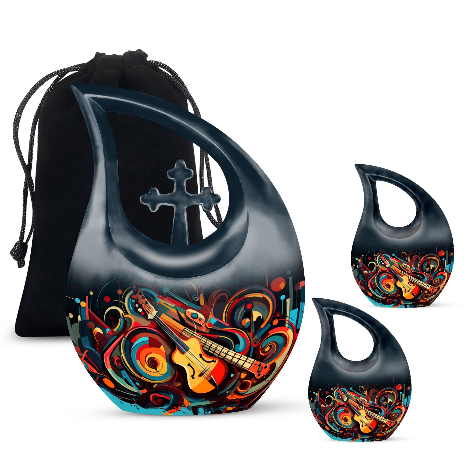 Teardrop Shape Music Urn Large Urn With 2 Keepsake Urn