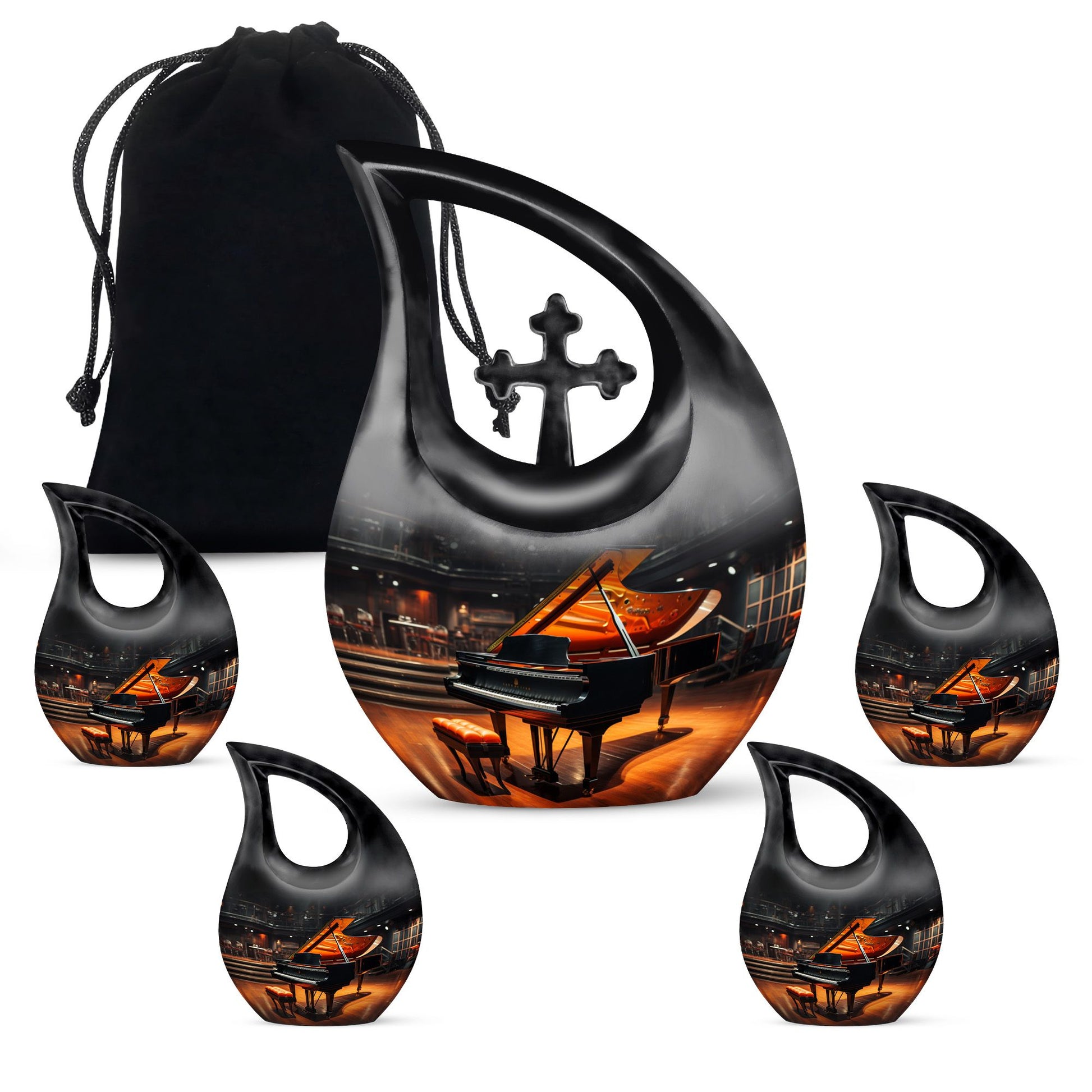 Teardrop Shape Music Urn Large Urn With 4 Keepsake Urn