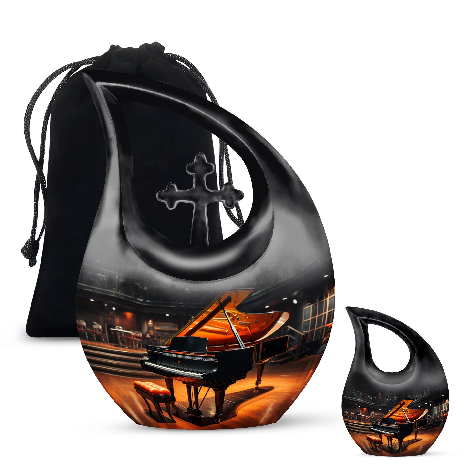 Teardrop Shape Music Urn Large Urn With 1 Keepsake Urn