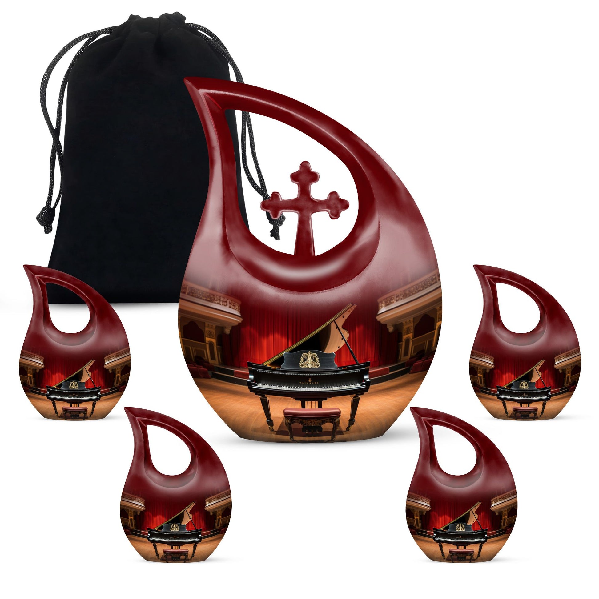 Teardrop Shape Music Urn Large Urn With 4 Keepsake Urn