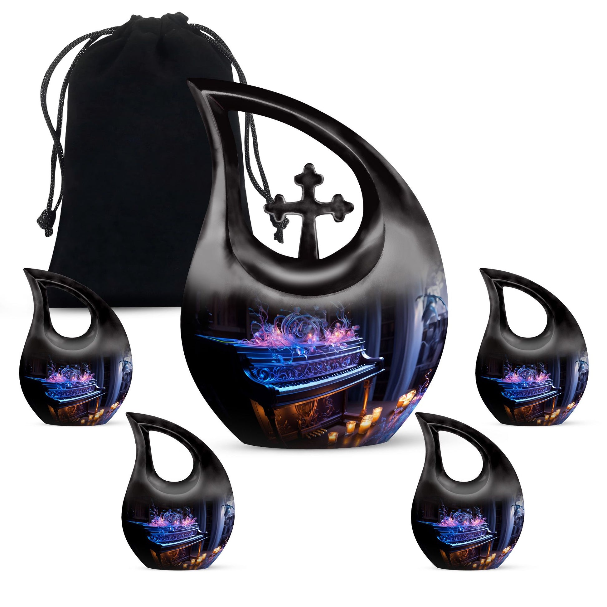 Teardrop Shape Music Urn Large Urn With 4 Keepsake Urn