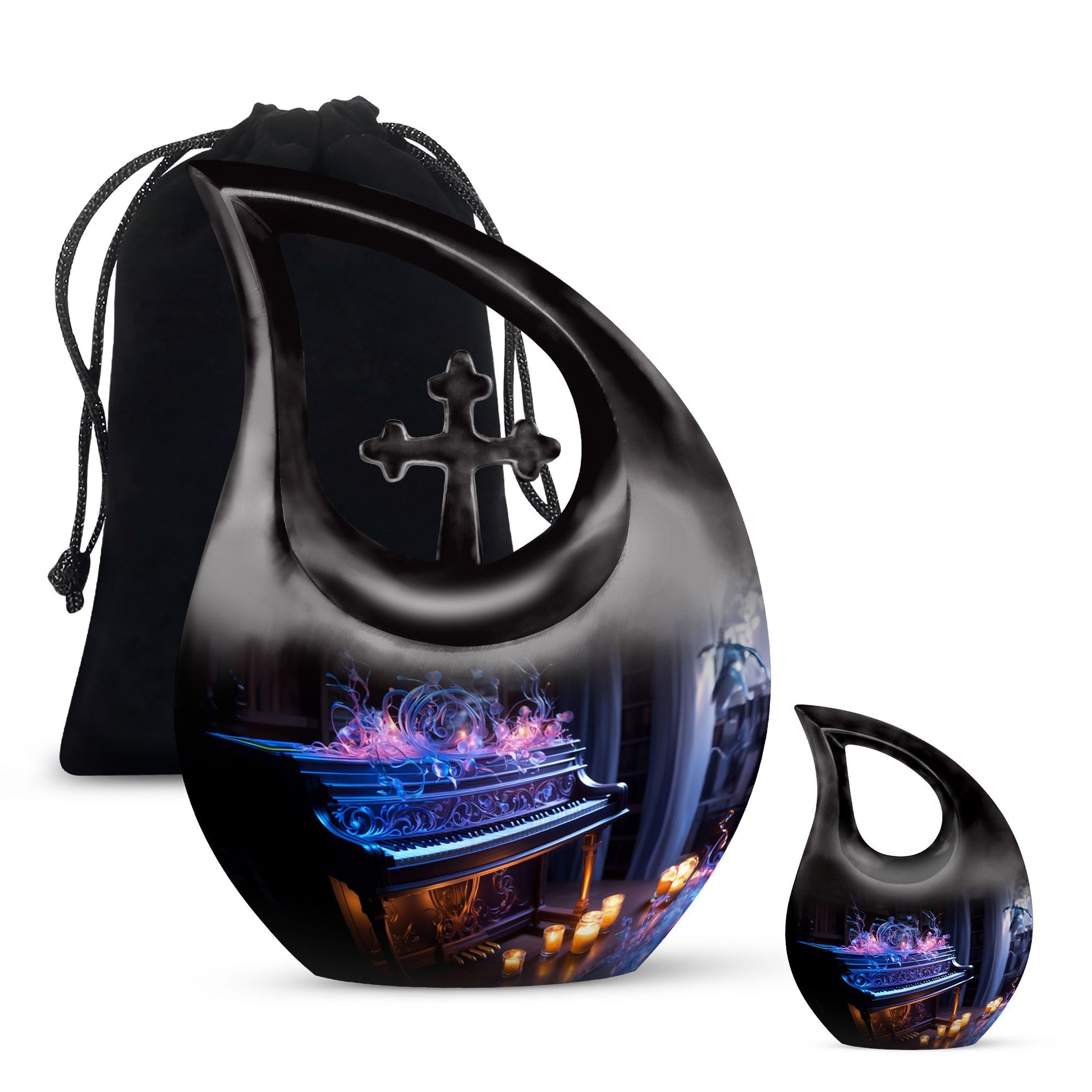 Teardrop Shape Music Urn Large Urn With 1 Keepsake Urn