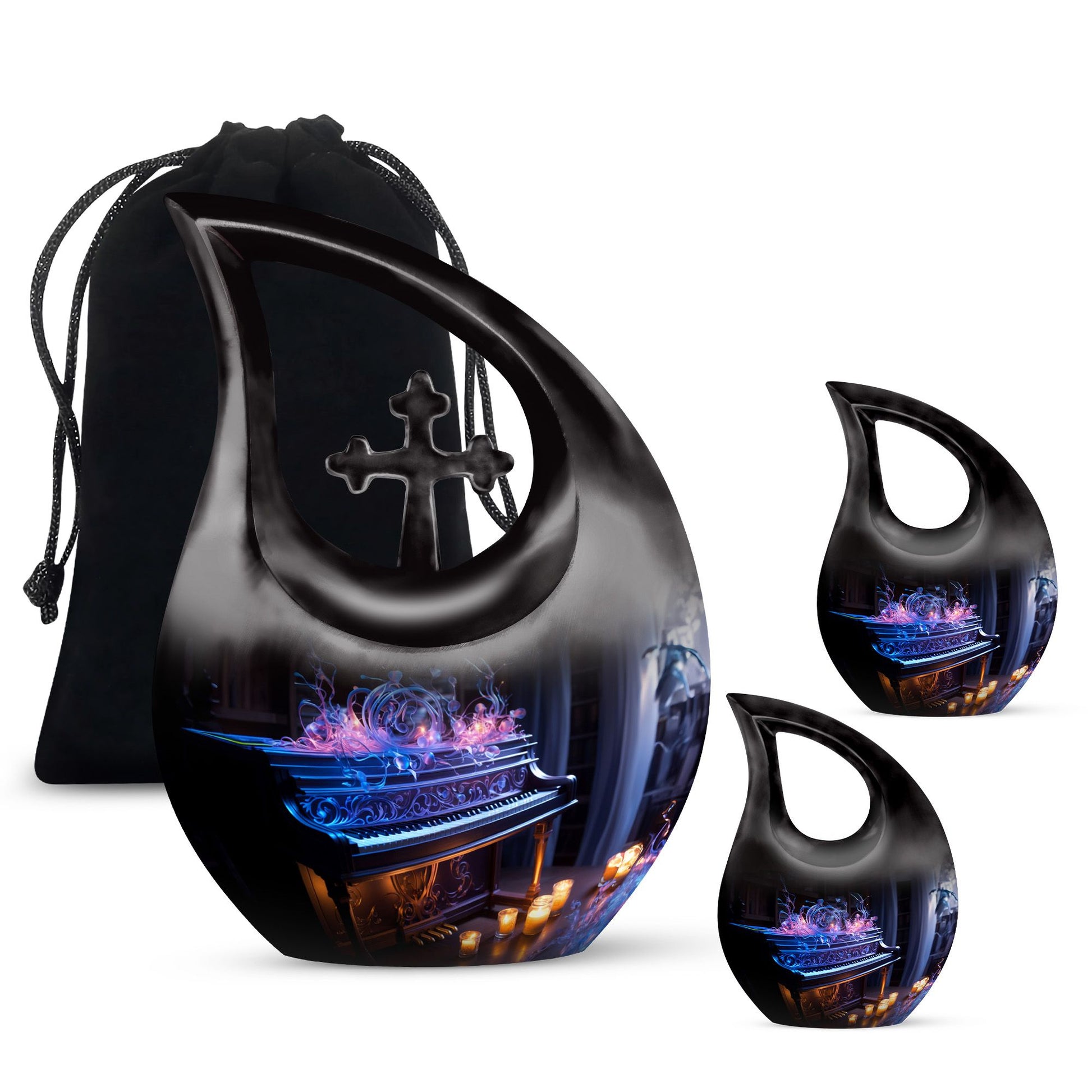 Teardrop Shape Music Urn Large Urn With 2 Keepsake Urn