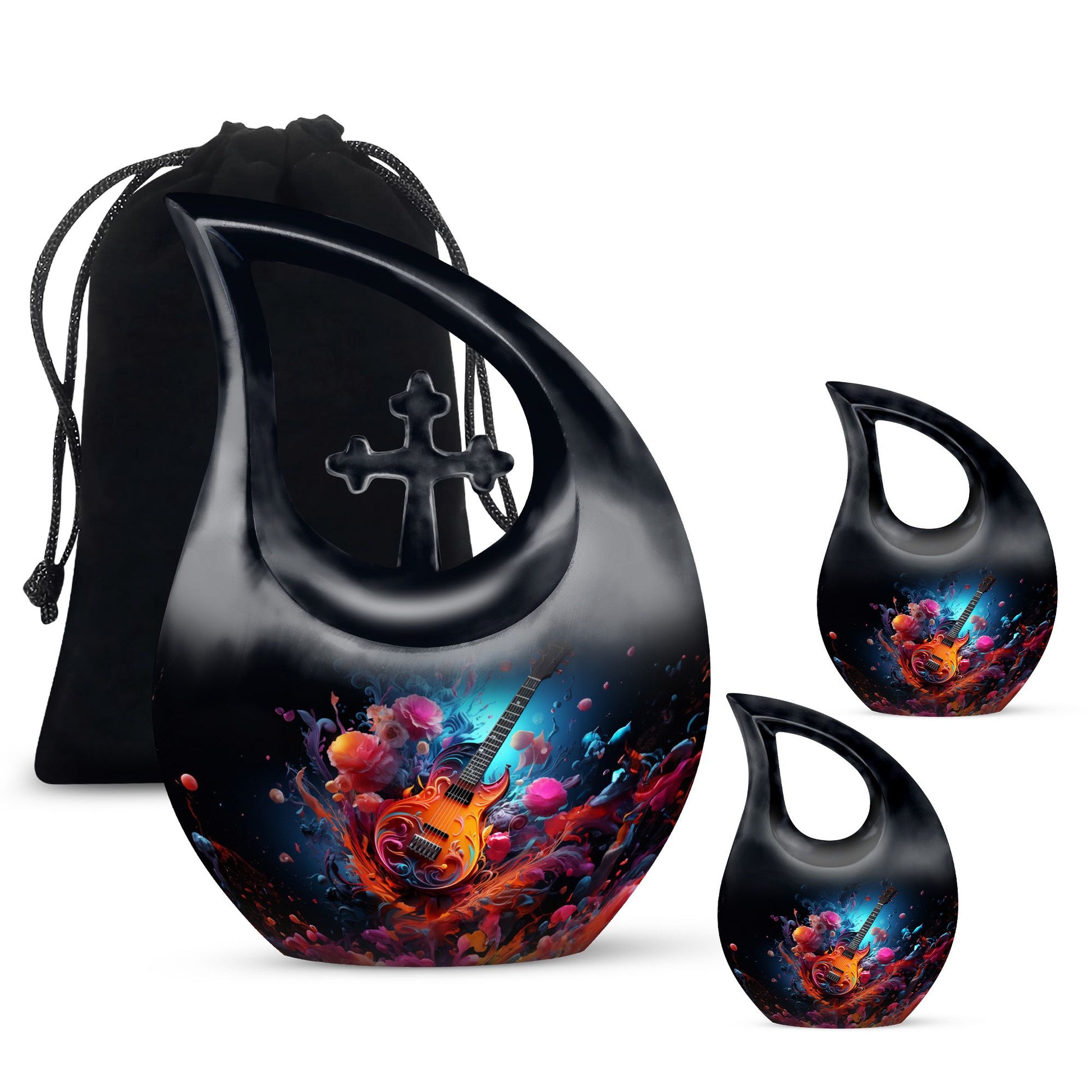 Teardrop Shape Music Urn Large Urn With 2 Keepsake Urn