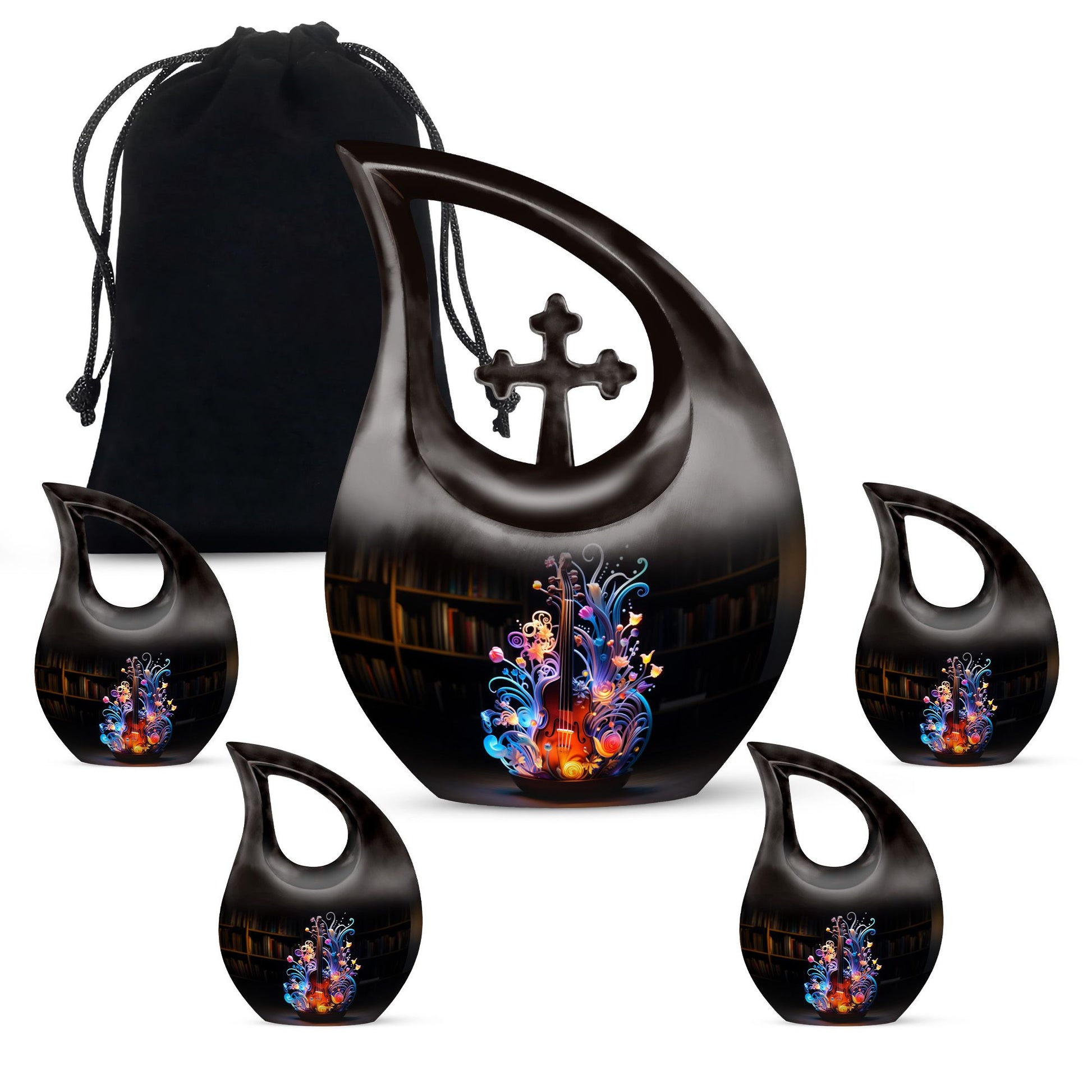 Teardrop Shape Music Urn Large Urn With 4 Keepsake Urn
