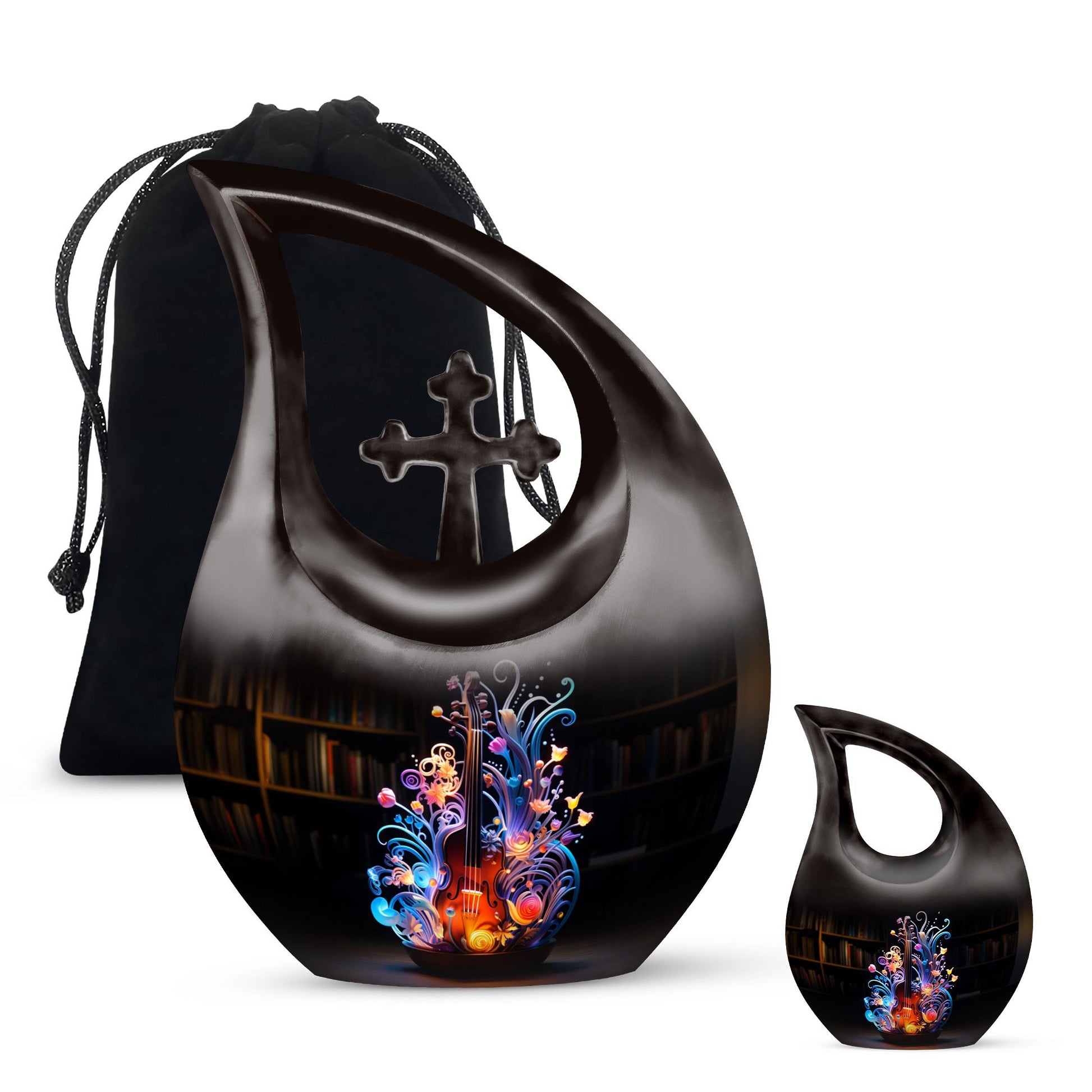 Teardrop Shape Music Urn Large Urn With 1 Keepsake Urn