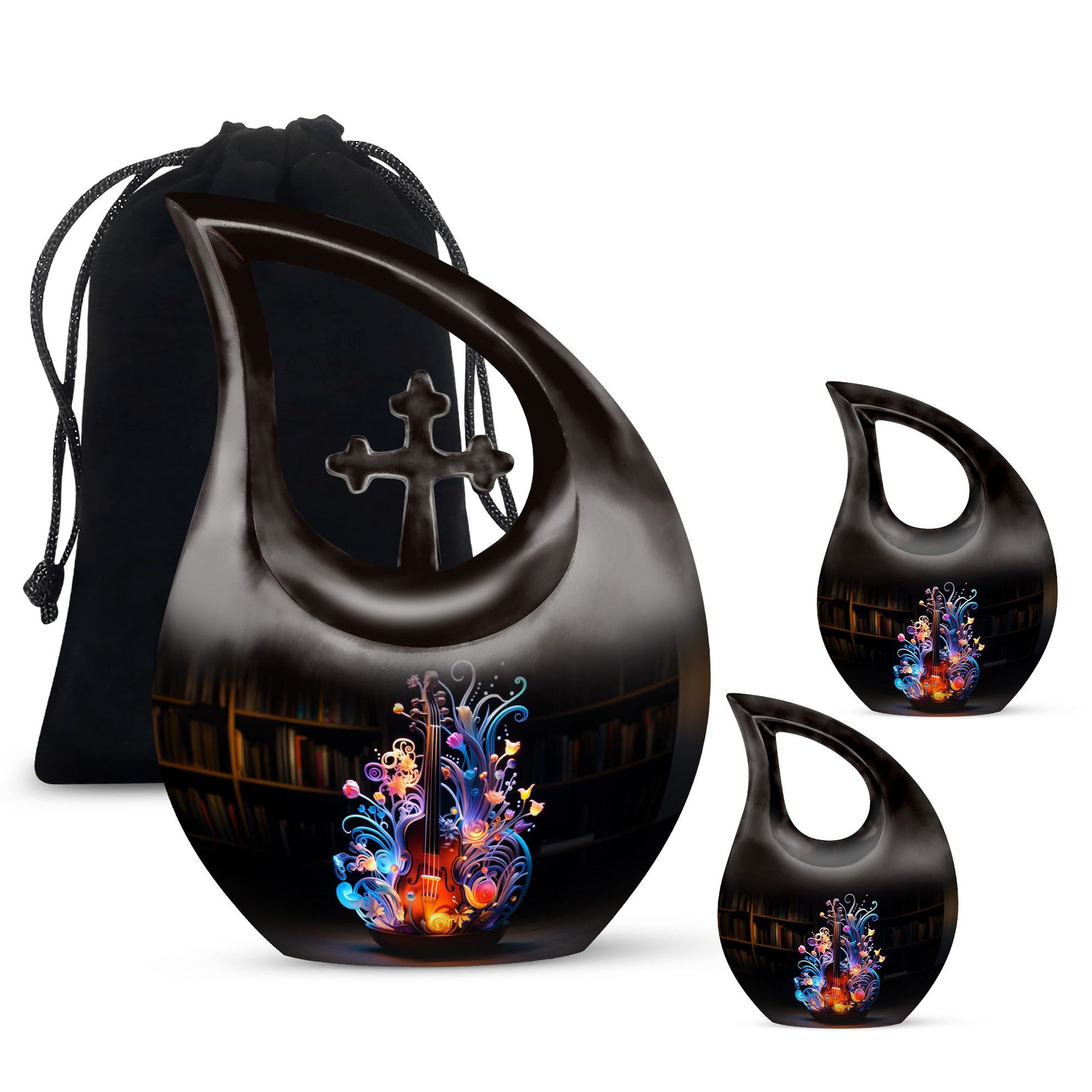 Teardrop Shape Music Urn Large Urn With 2 Keepsake Urn