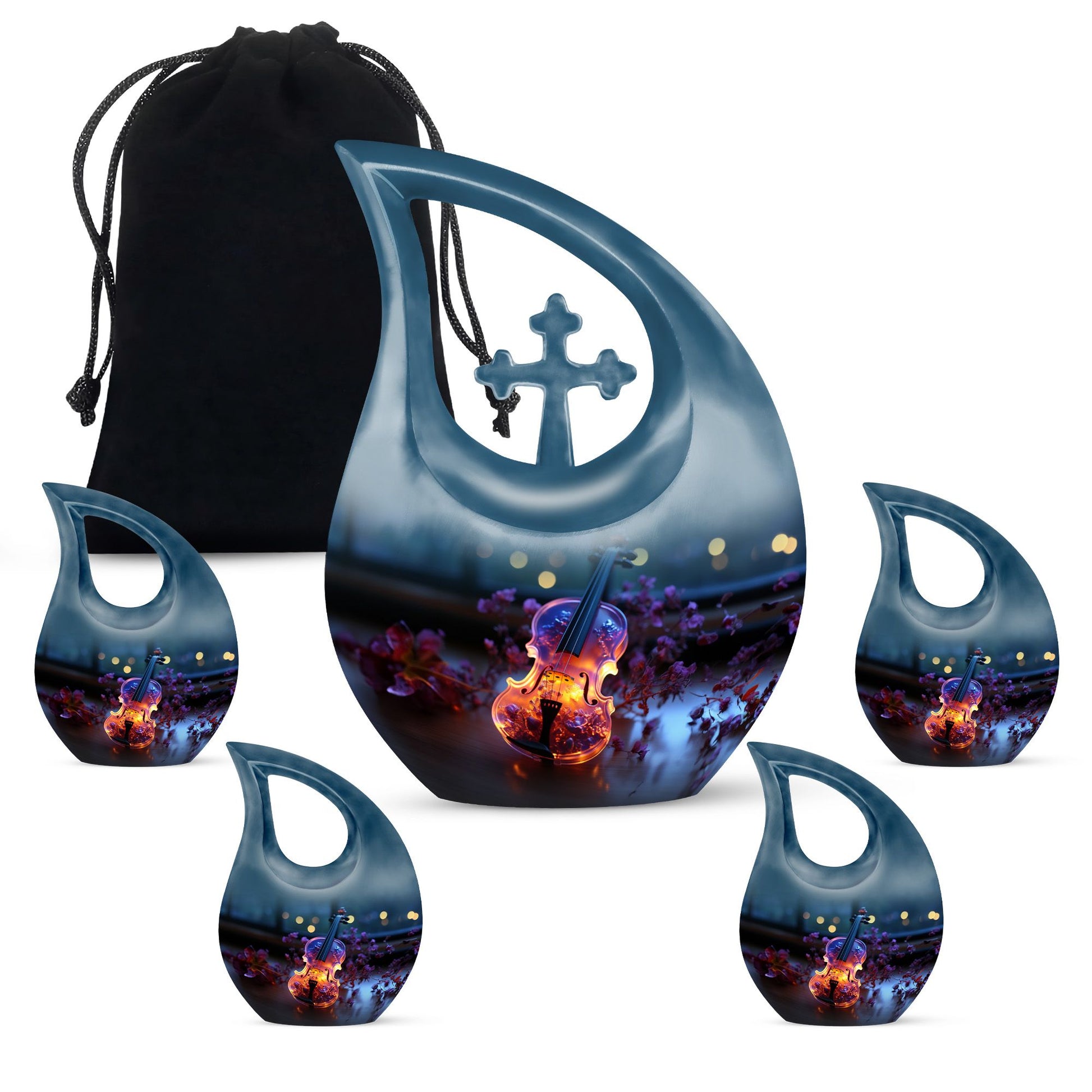 Teardrop Shape Music Urn Large Urn With 4 Keepsake Urn