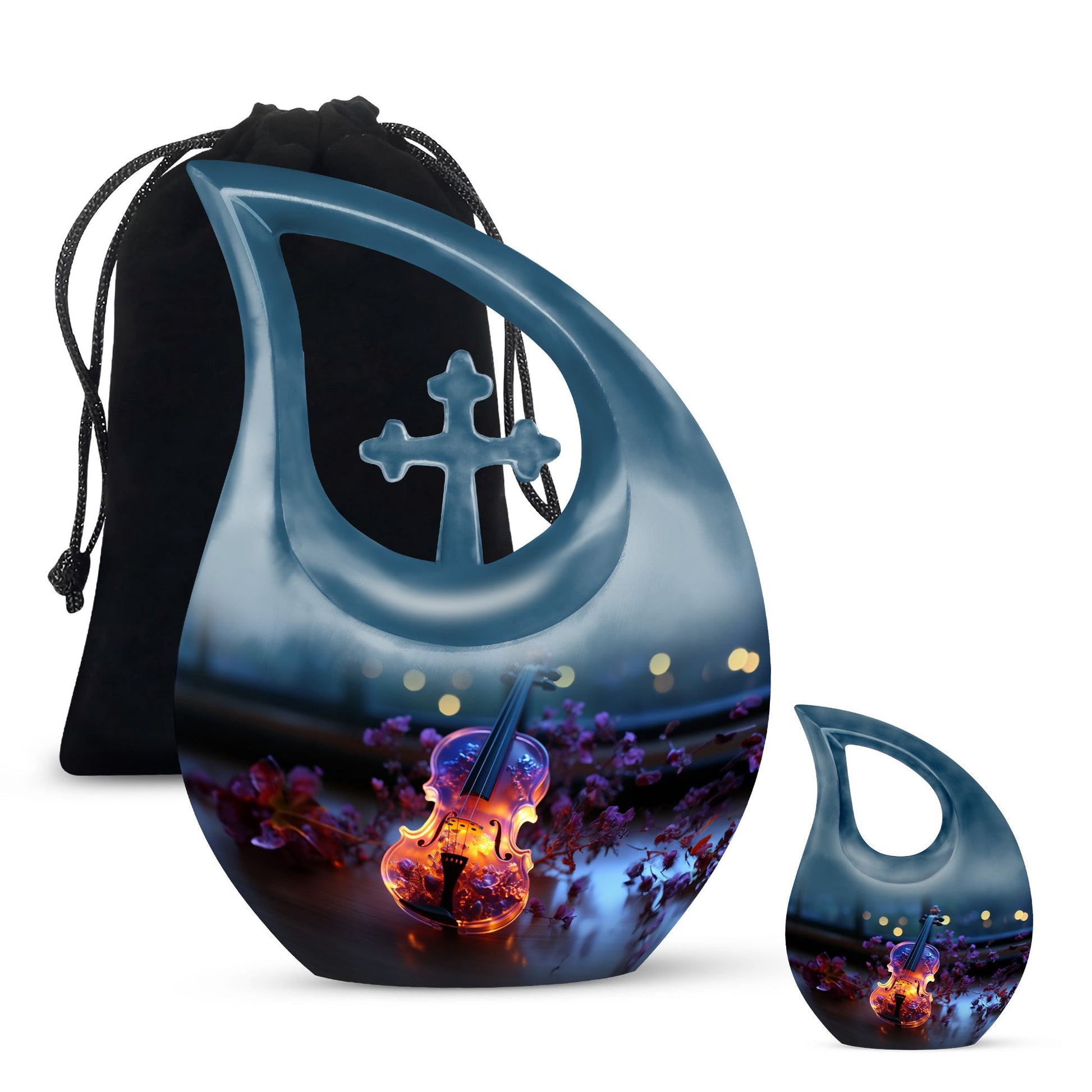 Teardrop Shape Music Urn Large Urn With 1 Keepsake Urn