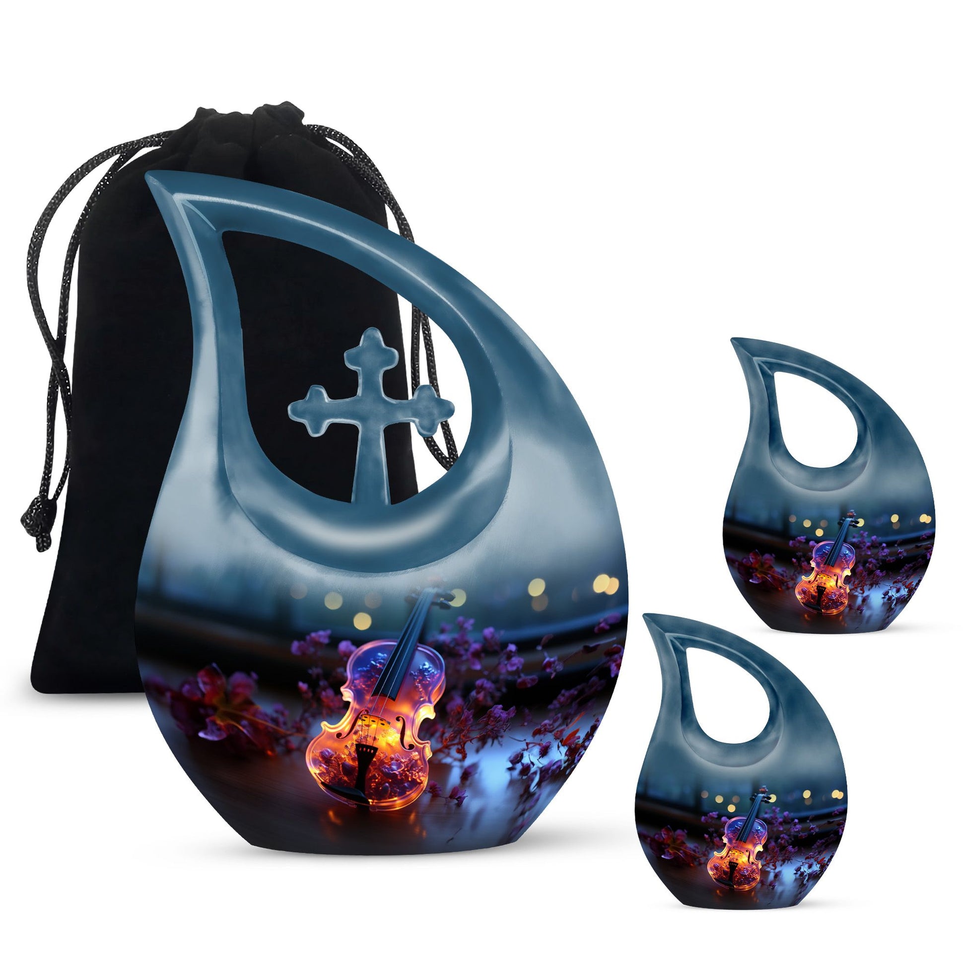 Teardrop Shape Music Urn Large Urn With 2 Keepsake Urn