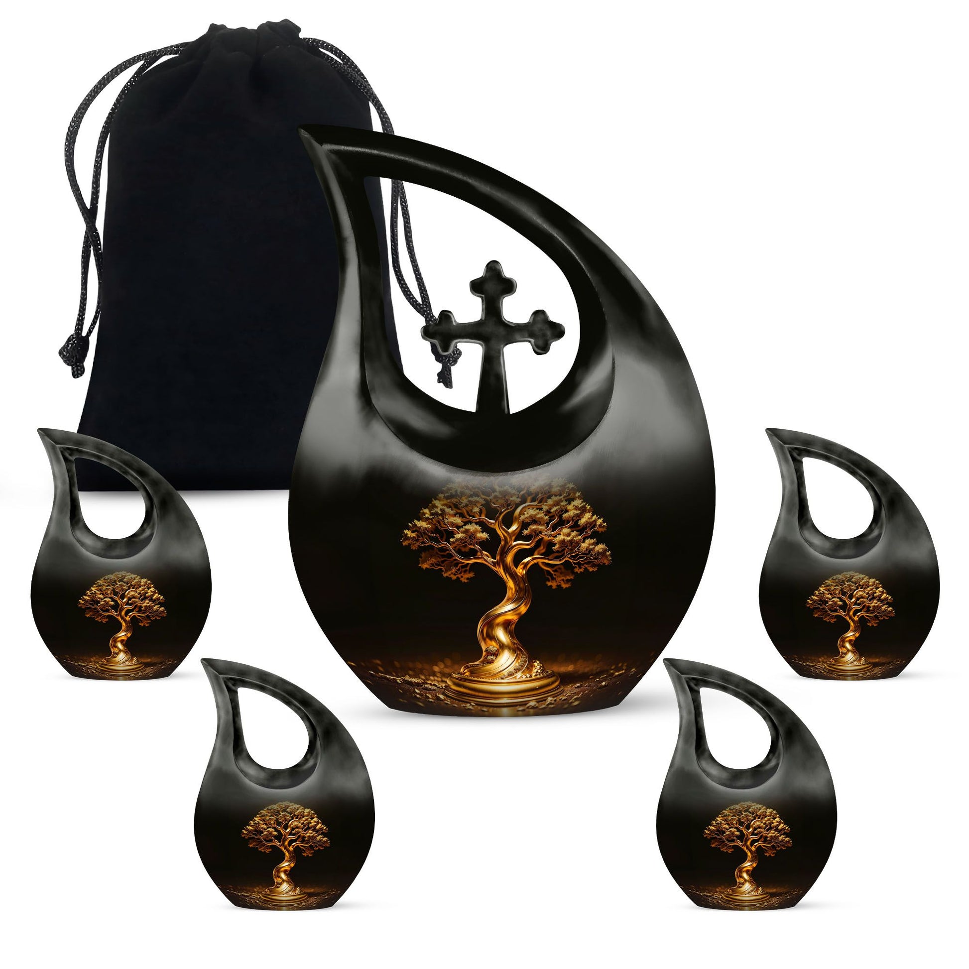 Teardrop Shaped  Large Urn With 4 Keepsake