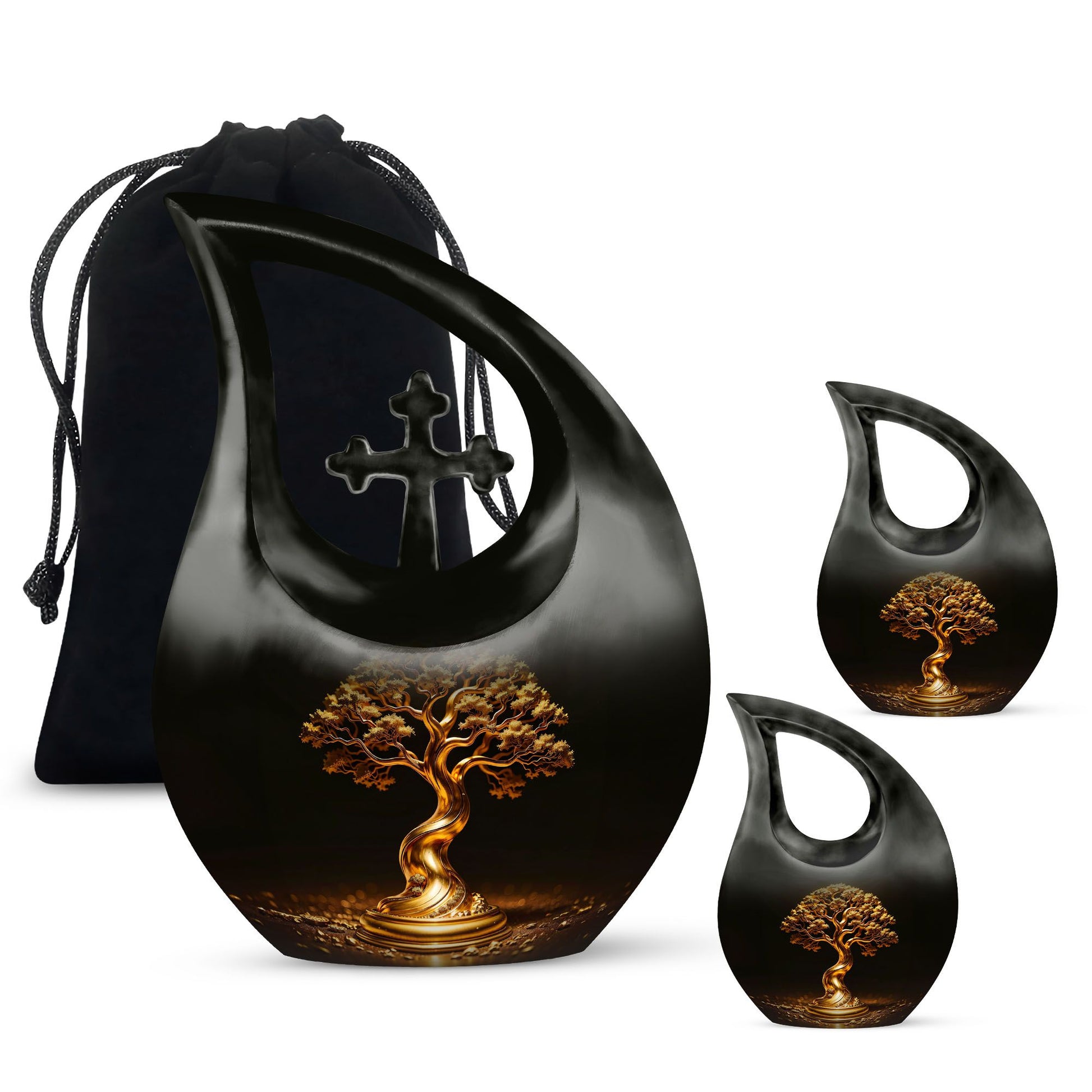 Teardrop Shaped  Large Urn With 2 Keepsake