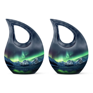 Teardrop Shape Aurora Borealis Urn Keepsake Urn Pack of 2