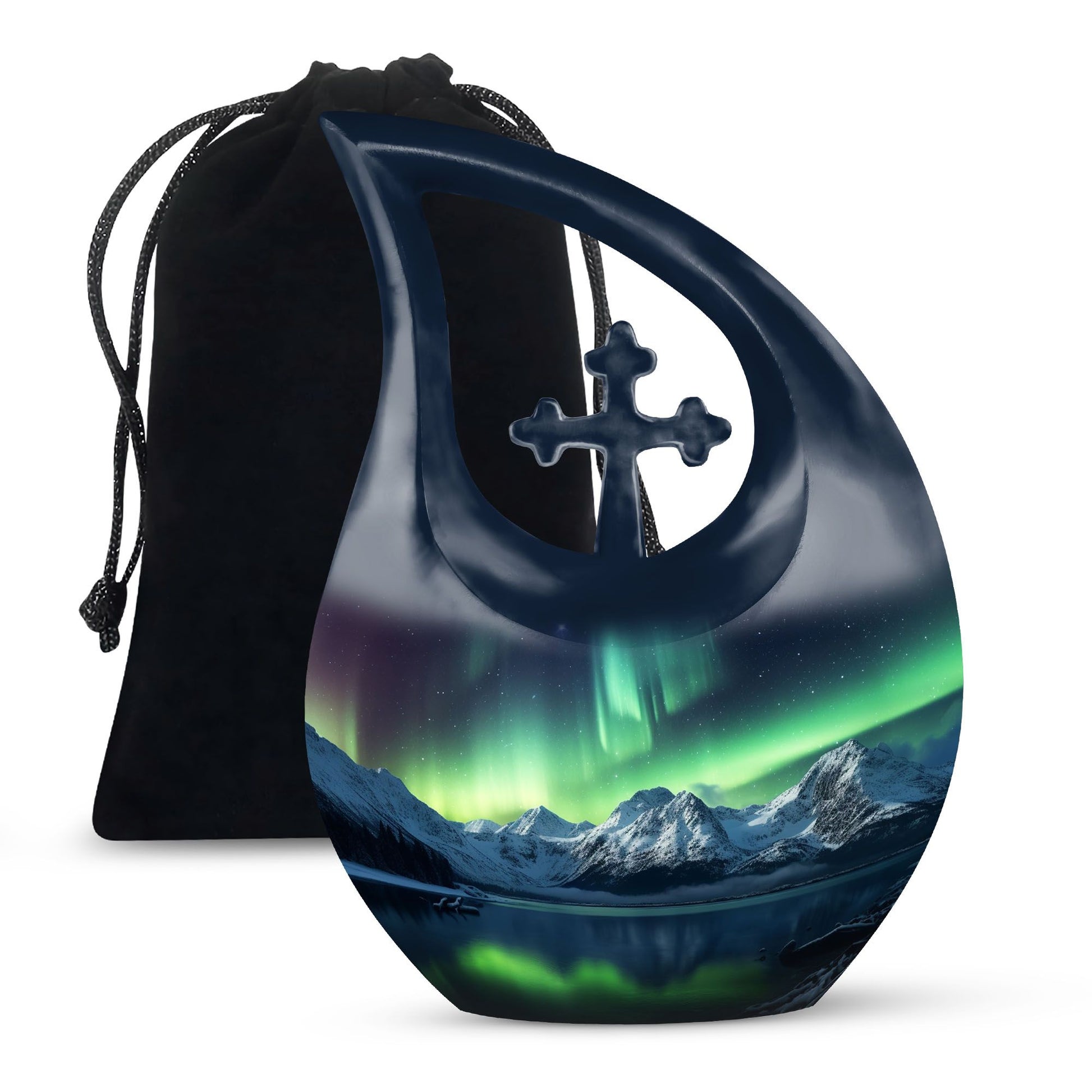 Teardrop Shape Aurora Borealis Urn Large 10 Inch