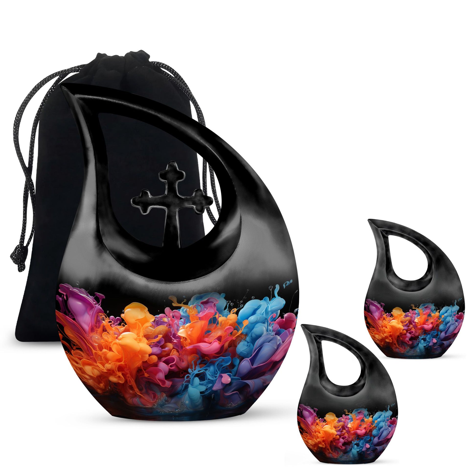 Teardrop Shape Abstract Urn Large Urn With 2 Keepsake Urn