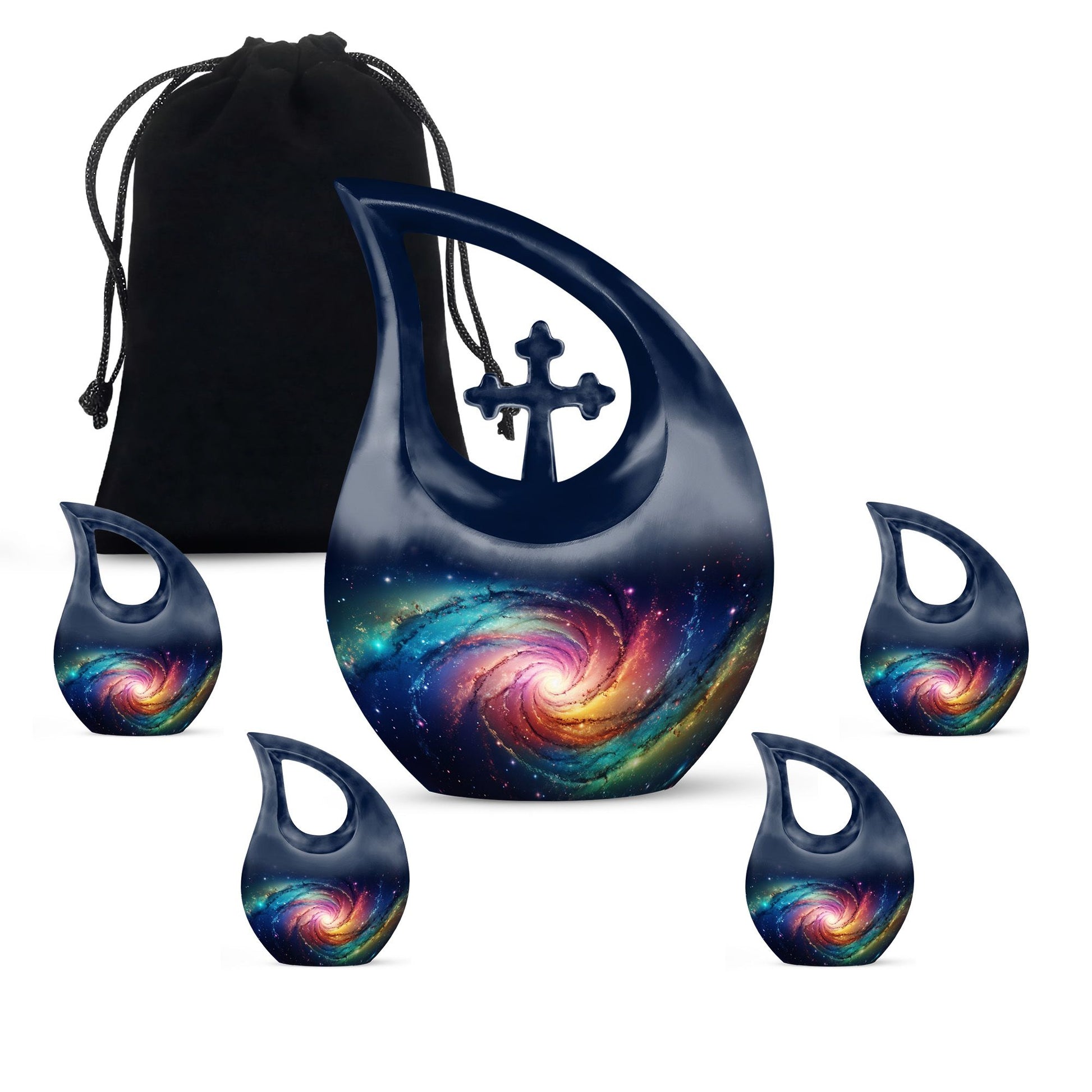 Teardrop Shape Galaxy Urn Large Urn With 4 Keepsake Urn