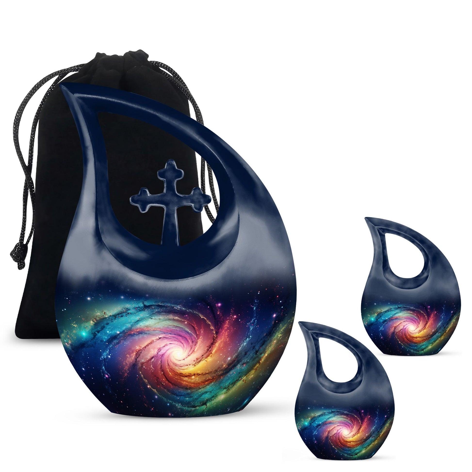 Teardrop Shape Galaxy Urn Large Urn With 2 Keepsake Urn