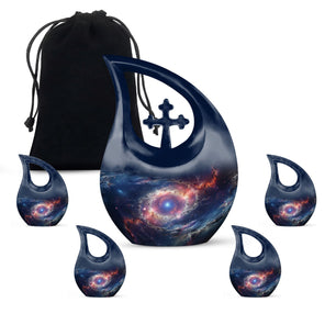 Cosmic Currents - Galaxy Urn Teardrop, Heart Cremation Urn For Ashes