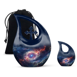 Cosmic Currents - Galaxy Urn Teardrop, Heart Cremation Urn For Ashes